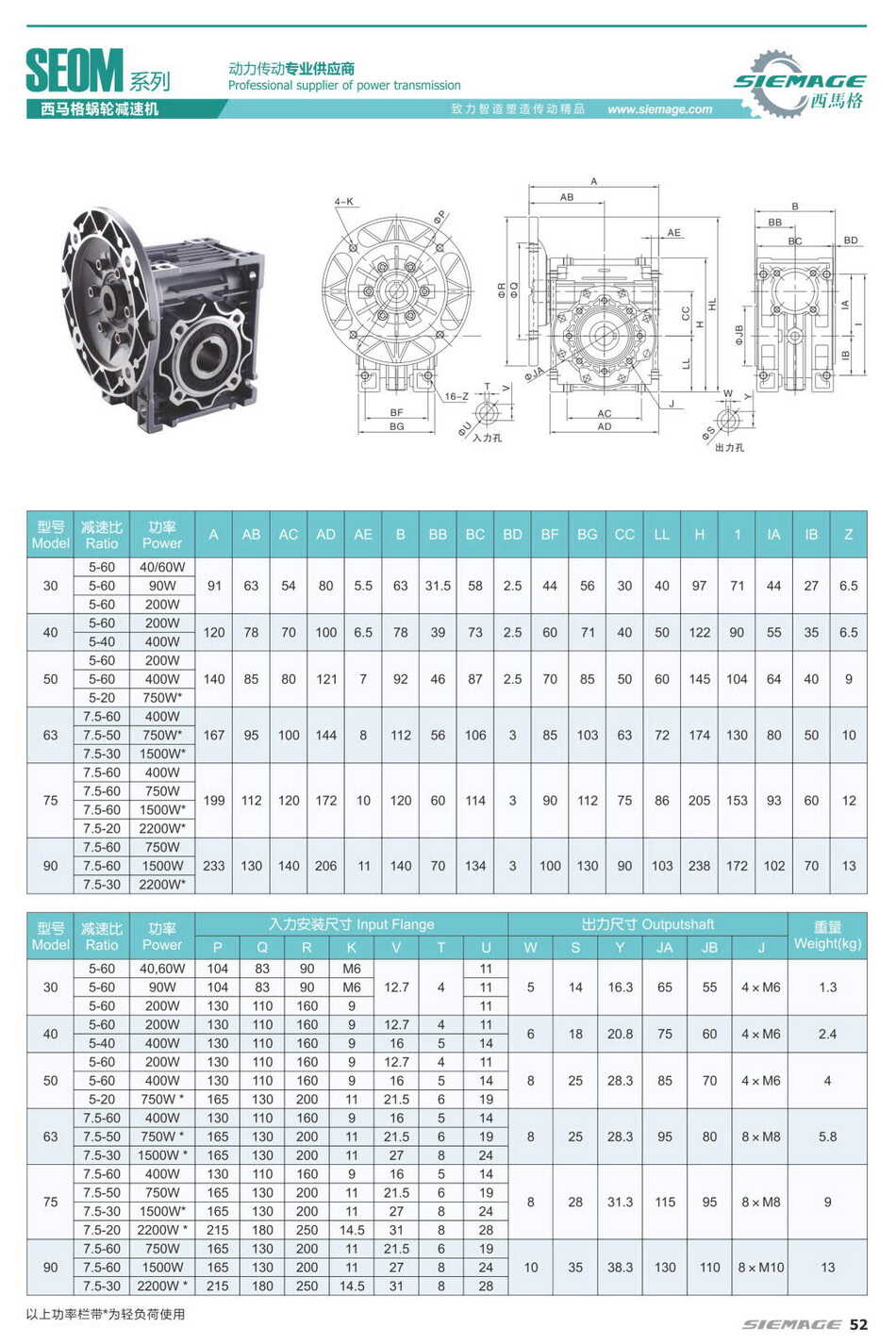 西馬格鋁合金蝸輪減速機(jī)SEOM 西馬格鋁合金蝸輪減速機(jī)SEOM